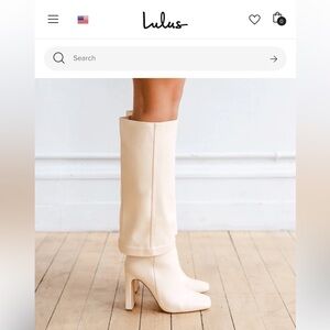 Lulu’s Cream High Heels Knee Hi Boots 🆕